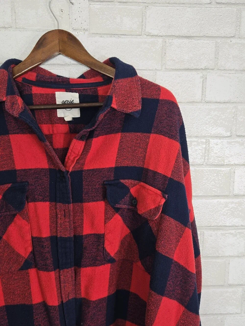 aerie have flannel print Shacket top - Picture 3 of 15